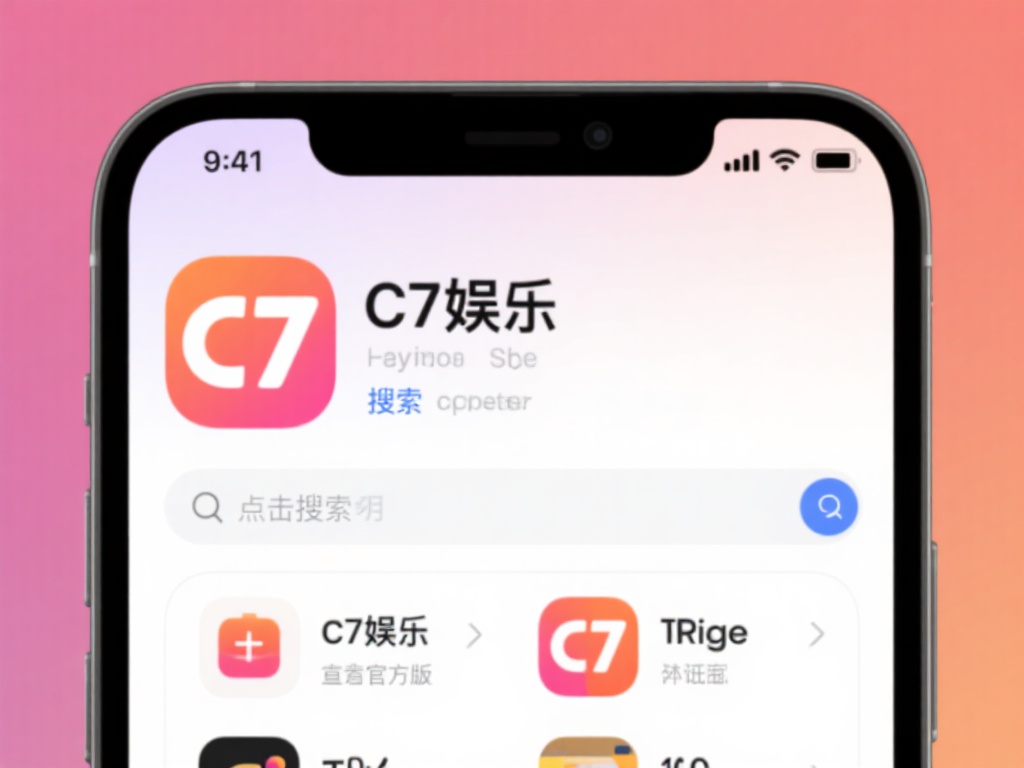 搜索c7娱乐：在搜索栏中输入“c7娱乐”，点击搜索